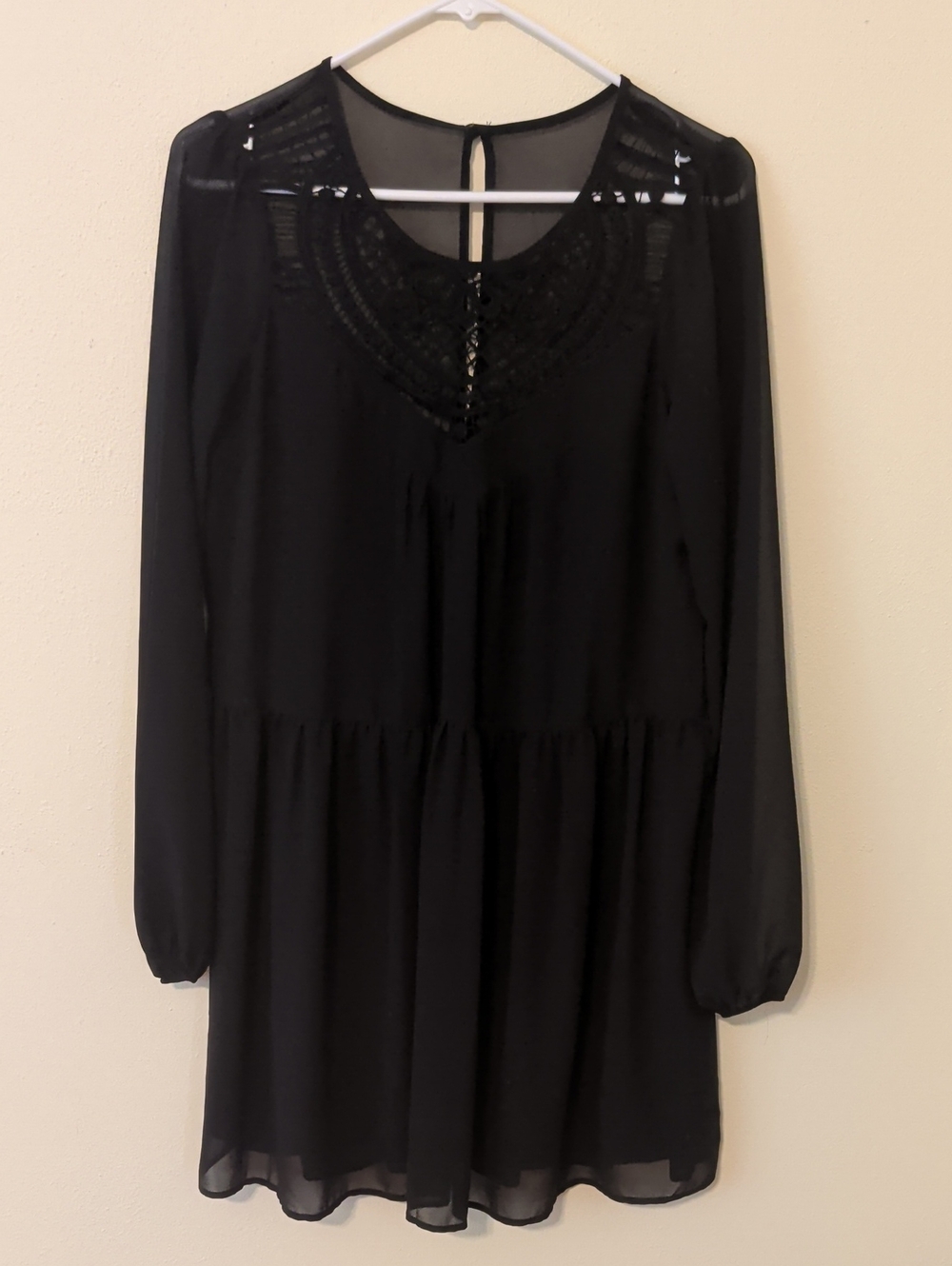 Express Black Long Sleeve Babydoll Dress